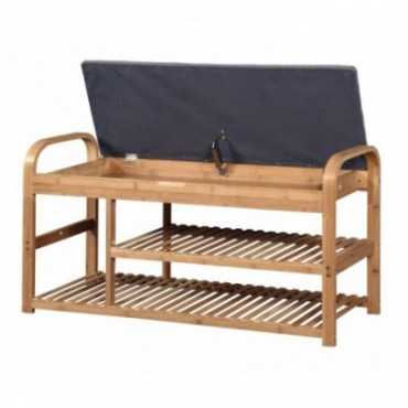 ST13 ławka / stojak na buty bambus - popielaty 
