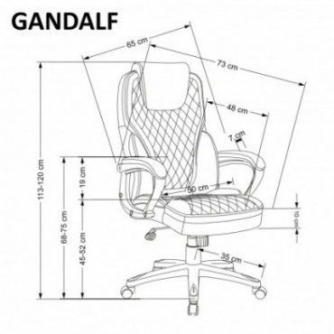 GANDALF fotel gabinetowy czarny / popielaty 