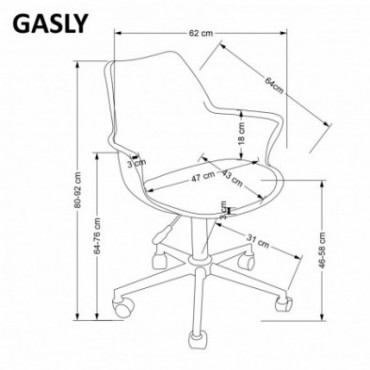 GASLY fotel młodzieżowy różowy 