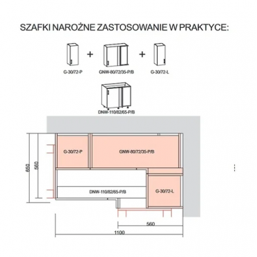 Szafka kuchenna narożna Verdi (mistyczny mat)