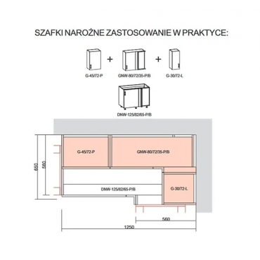 Szafka kuchenna narożna Verdi (mistyczny mat)