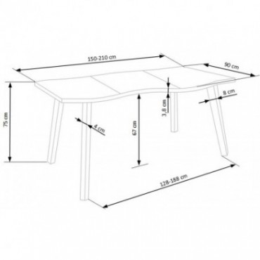 DICKSON stół rozkładany 150-210/90 cm, blat - naturalny, nogi - czarny 