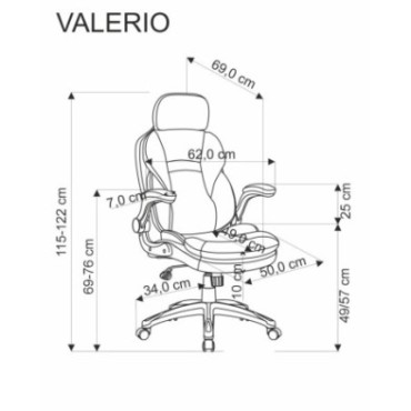 VALERIO fotel gabinetowy czarny / popielaty 