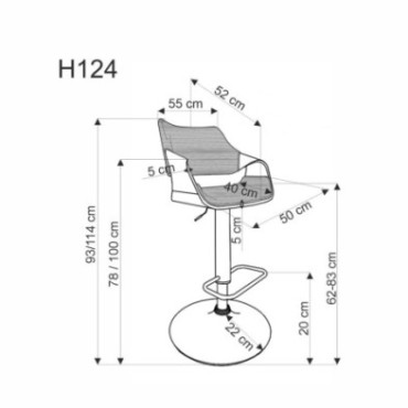 H124 hoker czarny / orzechowy 