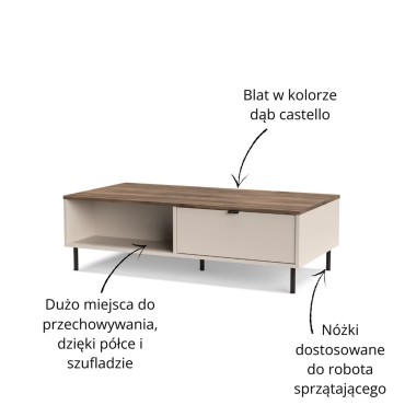 Ława EVO 2s/110 kaszmir / dąb castello