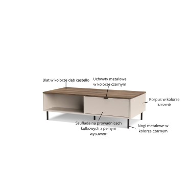 Ława EVO 2s/110 kaszmir / dąb castello