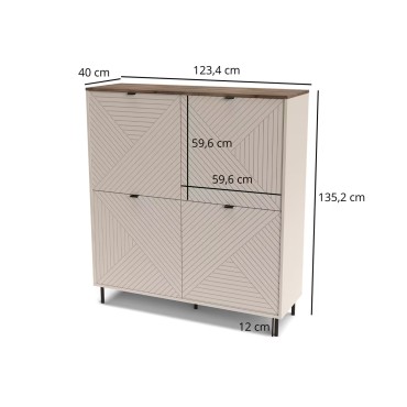 Regał EVO 4d kaszmir / dąb castello