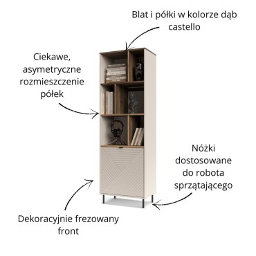 Regał otwarty EVO 1d kaszmir / dąb castello