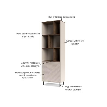 Regał otwarty EVO 1d kaszmir / dąb castello
