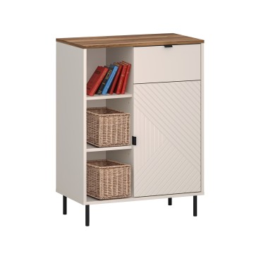 Regał otwarty niski EVO 1d1s kaszmir / dąb castello