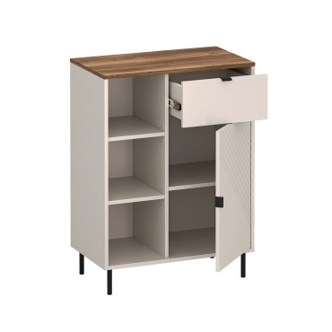 Regał otwarty niski EVO 1d1s kaszmir / dąb castello