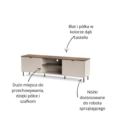 Szafka RTV EVO 2d/180 kaszmir / dąb castello