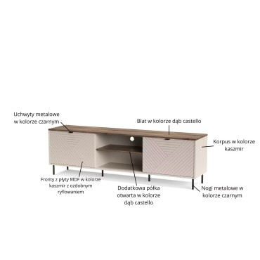 Szafka RTV EVO 2d/180 kaszmir / dąb castello