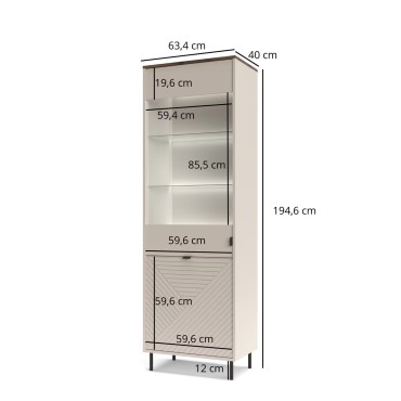 Witryna EVO 1d1w kaszmir / dąb castello