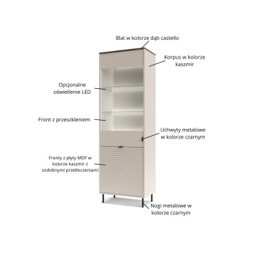 Witryna EVO 1d1w kaszmir / dąb castello