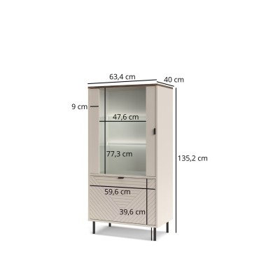 Witryna niska EVO 1d1w kaszmir / dąb castello