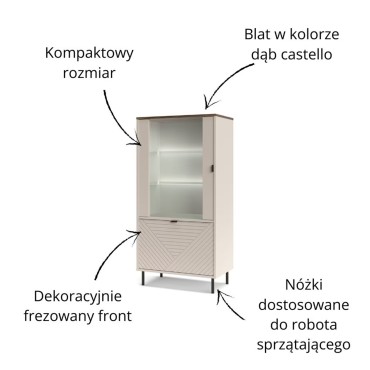 Witryna niska EVO 1d1w kaszmir / dąb castello
