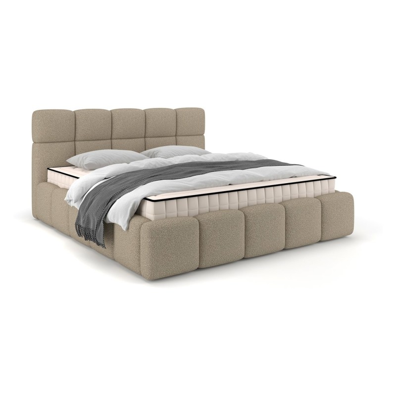 Łóżko tapicerowane Fluffy 180x200 z pojemnikiem beżowo-szare