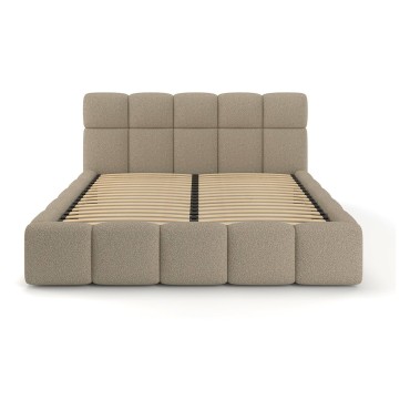 Łóżko tapicerowane Fluffy 160x200 z pojemnikiem beżowo-szare