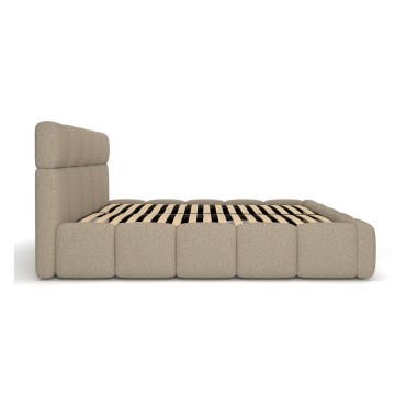 Łóżko tapicerowane Fluffy 160x200 z pojemnikiem beżowo-szare