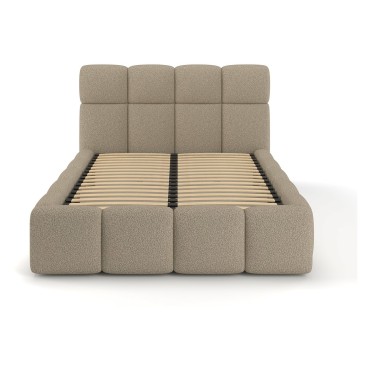 Łóżko tapicerowane Fluffy 120x200 z pojemnikiem beżowo-szare