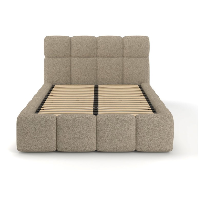 Łóżko tapicerowane Fluffy 120x200 z pojemnikiem beżowo-szare