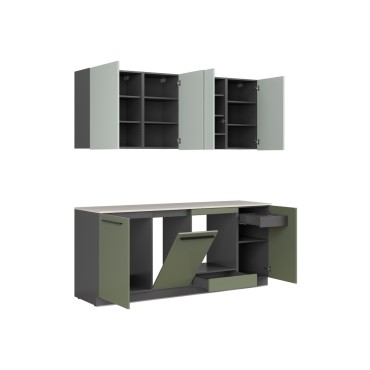 Komplet kuchenny Milino Small 210 cm zielona z blatem