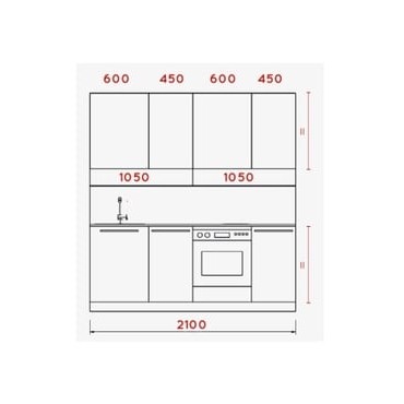 Komplet kuchenny Milino Small 210 cm zielona z blatem