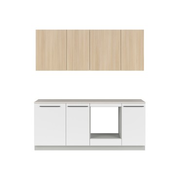 Komplet kuchenny Milino Small 210 cm biały/dąb z blatem