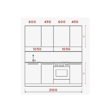 Komplet kuchenny Milino Small 210 cm biały/dąb z blatem