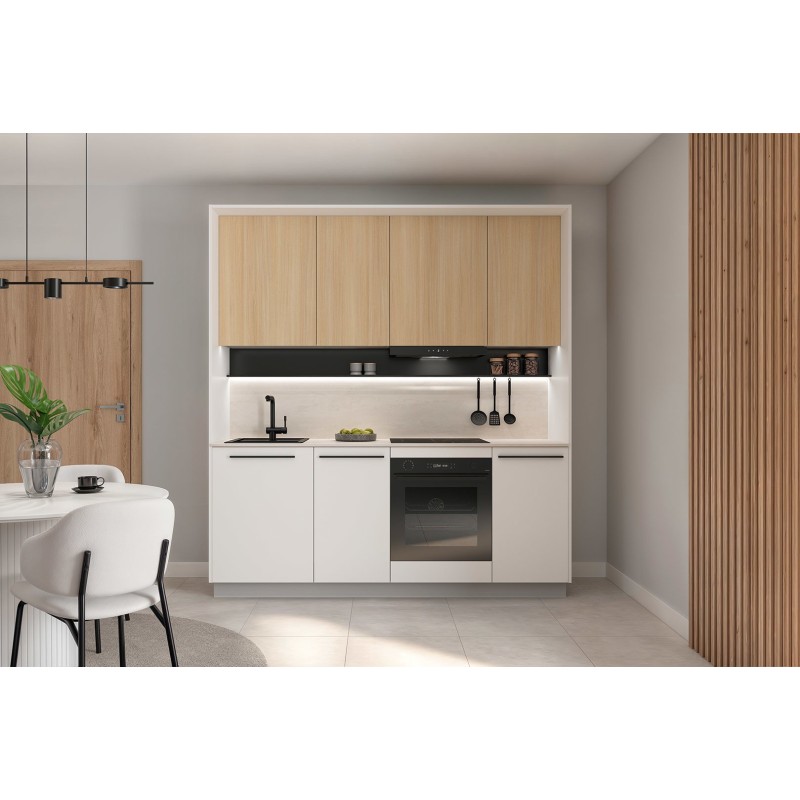 Komplet kuchenny Milino Small 210 cm biały/dąb z blatem