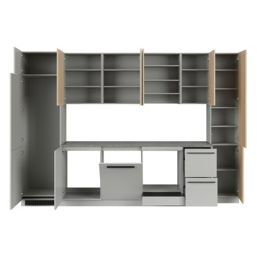 Komplet kuchenny Milino Medium B 332 cm szary/dąb z blatem