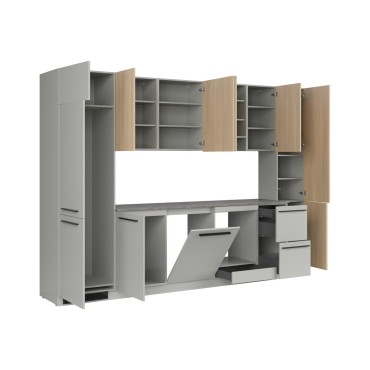 Komplet kuchenny Milino Medium B 332 cm szary/dąb z blatem