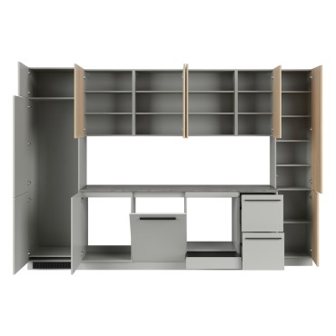 Komplet kuchenny Milino Medium B 332 cm szary/dąb z blatem