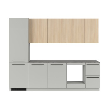 Komplet kuchenny Milino Medium A 285 cm szary/dąb z blatem
