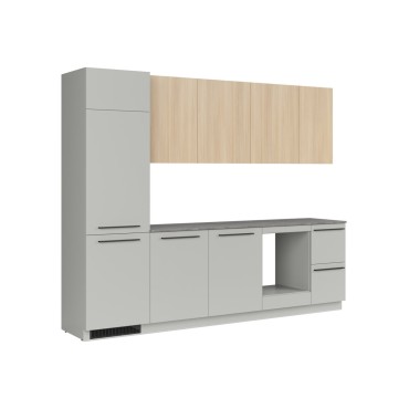 Komplet kuchenny Milino Medium A 285 cm szary/dąb z blatem