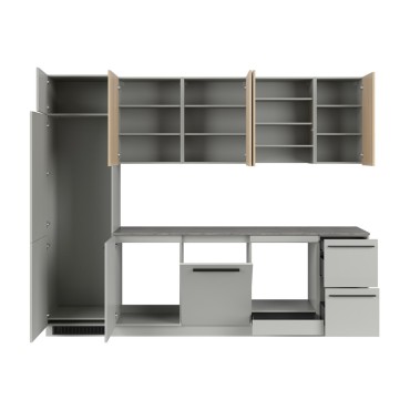 Komplet kuchenny Milino Medium A 285 cm szary/dąb z blatem