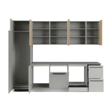 Komplet kuchenny Milino Medium A 285 cm szary/dąb z blatem