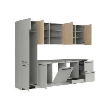 Komplet kuchenny Milino Medium A 285 cm szary/dąb z blatem