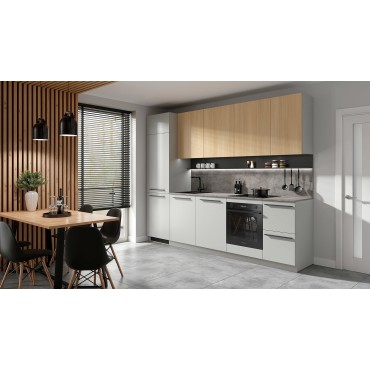 Komplet kuchenny Milino Medium A 285 cm szary/dąb z blatem