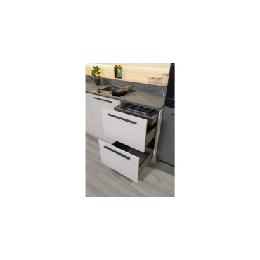 Komplet kuchenny Milino Medium A 285 cm szary/dąb z blatem