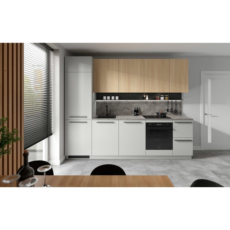 Komplet kuchenny Milino Medium A 285 cm szary/dąb z blatem