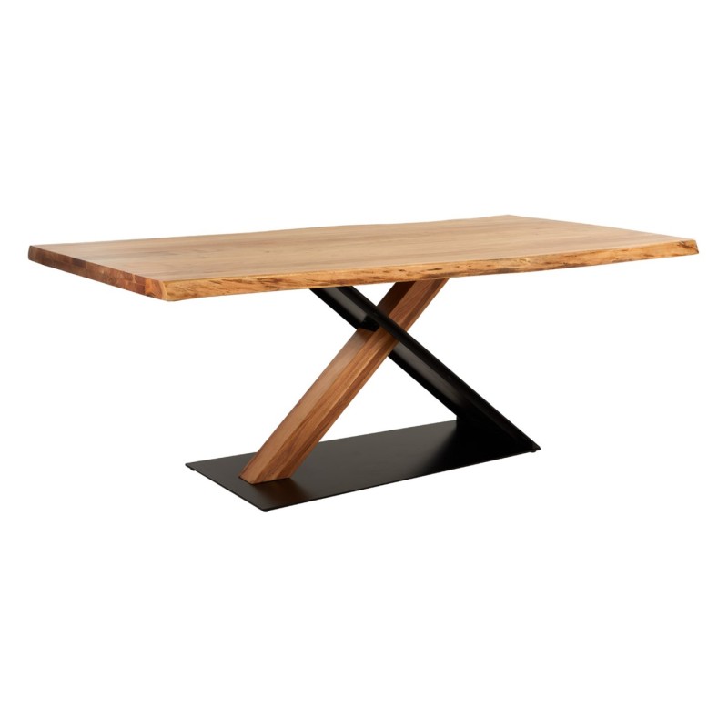 Stół prostokątny drewniany Zwickou 200x90 akacja/czarny