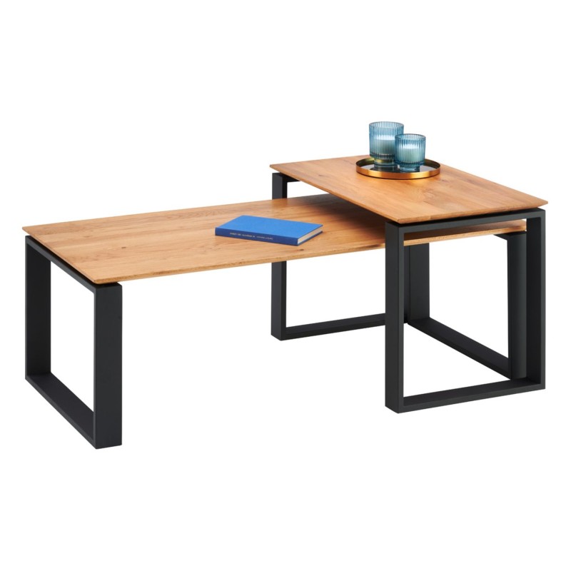 Zestaw dwóch stolików prostokątnych Karla 110/65 brązowo-czarny