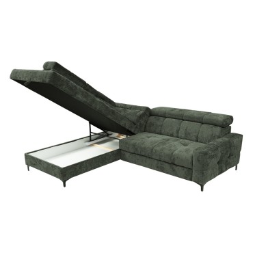 Narożnik prawostronny Leno szenilowy zielony