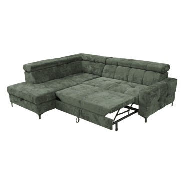 Narożnik prawostronny Leno szenilowy zielony