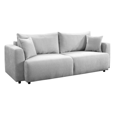 Sofa trzyosobowa Zonte rozkładana z pojemnikiem szenilowa szara