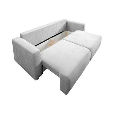 Sofa trzyosobowa Zonte rozkładana z pojemnikiem szenilowa szara