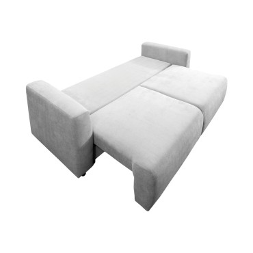 Sofa trzyosobowa Zonte rozkładana z pojemnikiem szenilowa szara