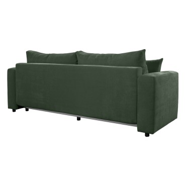 Sofa trzyosobowa Zonte rozkładana z pojemnikiem ciemnozielona